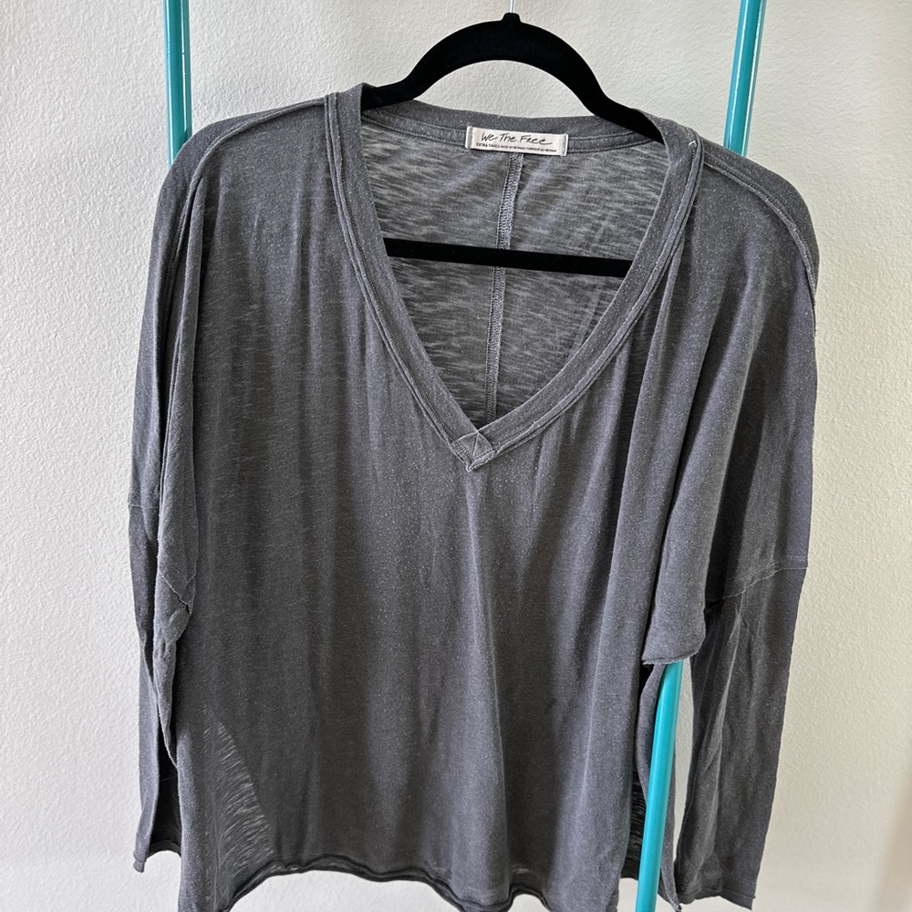 We The Free (Free People) grey long sleeve oversized shirt